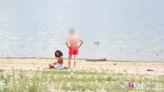 Nice looking ebony babe picks guys up in public for us!