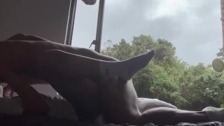 College couple fucks in dorm in missionary style condom slips off by accident