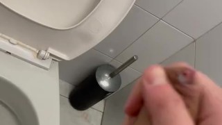 Cumshot in gym bathroom after shower | UNCUT COCK