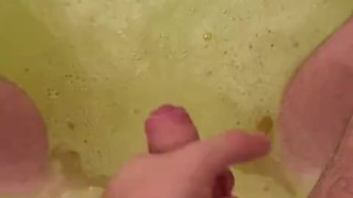 SUBMISSIVE GAY TOP GETS SO HORNY IN THE BATH AND DECIDES TO UNLOAD IN BATH TUB