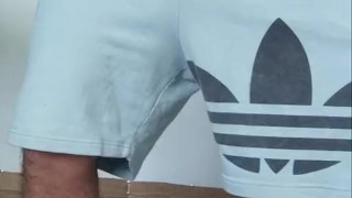 young man moans when making a spectacular cumshot in underwear