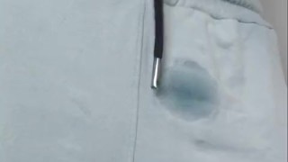 young man moans when making a spectacular cumshot in underwear