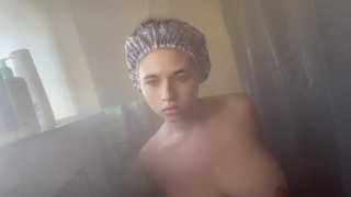 Bbw taking a shower