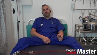 Doctor jerks uncut cock and cums while aromas PREVIEW