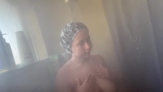 Bbw taking a shower