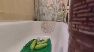 Anal play with zucchini
