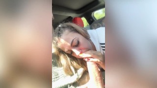 Marika Milani takes all my cock in her mouth while I'm driving