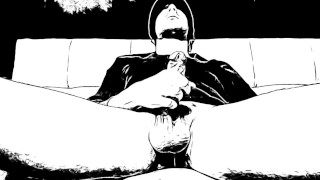 Comics style male masturbation