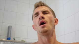 Hot Twink Showers Off A Giant Load Of Cum After Having Hard Rough Sex