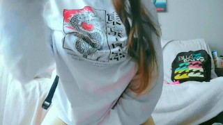 Part 2- Just a cute girl in a big shirt having fun and masturbation alone at home