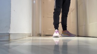 Shrunken annoying friend kept safe in giants shoe & cock