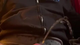 Pissing and jerking in bed fully clothed