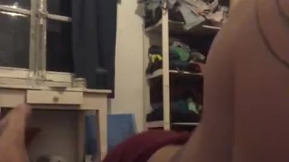 Rubbing and masturbate my cock and young naked body tattooed against the bed @circus