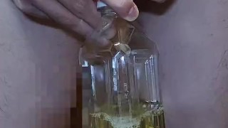 pee in a plastic bottle