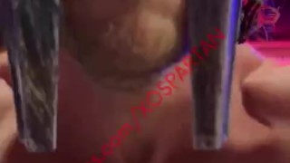 Spartan Squatting getting pumped up and ready