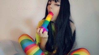 Alt Girl sucks skittles dildo (full 6 min vid on my 0nlyfans)