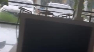 Hot blue eyed studs, barefoot stretch before workout