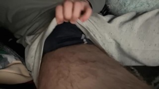 Jerking my big dick and moaning when I cum on myself