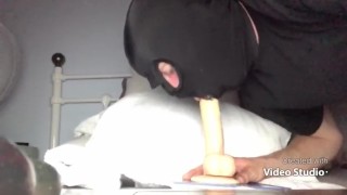 Sucking and fucking my ass with huge dildo
