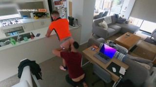 Rimming A Tradie in His Jockstrap in Kitchen
