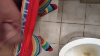 Young 18 year old black femboy rubs cock and pisses for the camera