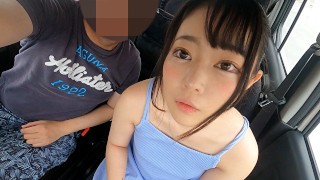 Big eyes! Small & cute! 147cm Osaka mini gal①Blowjob & handjob while driving locally