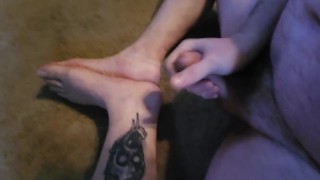 jerking off and cumming on my feet