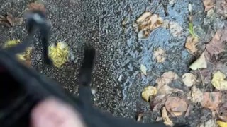 Gay PISSNG outdoor with foreskin uncut DICK