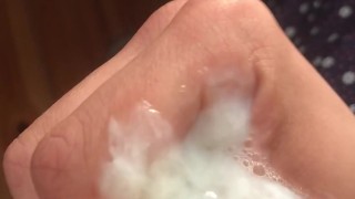 Jerking Off hard BBC under the desk