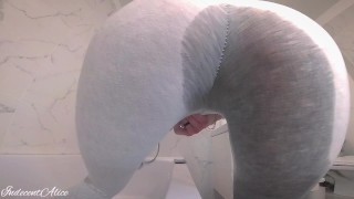 Piss Orgasm after Watching Porn and Rubbing my Clit_Wet Gray Leggings Fetish