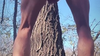 Hot Sexy Muscular Guy Masturbating in Public Outside in Nature