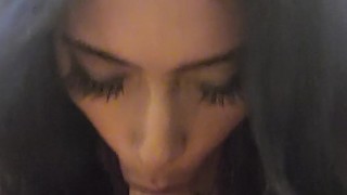 Latina woman sucks her dildo clean part 2