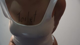 Custom video, pissing all over the body, face fuck and spitting, staying on knees. Sexy tongue