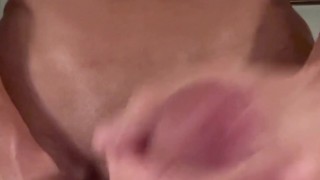 Fisting slut jerking off big load of cum