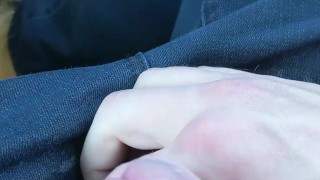 Squirting precum in public car park in my truck