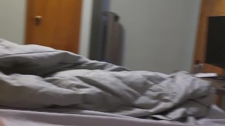 Chubby teen solo masturbation while mom is in next room