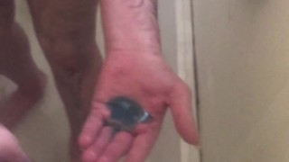 taking a shower but for some reason little sound