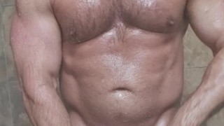 Shower stroking jock