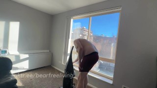 Chubby Straight Guy Vacuums Living Room Naked