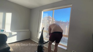 Chubby Straight Guy Vacuums Living Room Naked