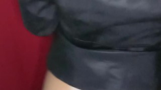 Showing off hot brunette