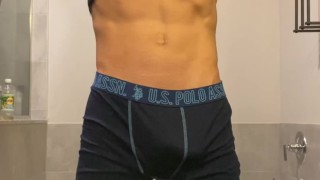 Strip tease and cum filled undies! (Nice load)