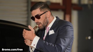 BROMO - Tattooed Criminal Chris Damned Bends Sexy Nate Grimes Over And Fists His Tight Ass