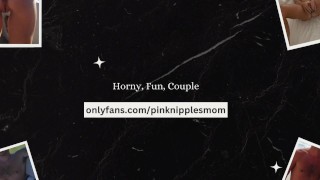 Mom With Fake Tits Orgasams From Dildo, WeVibe, Real Cock, Ends with Cum On Stomach