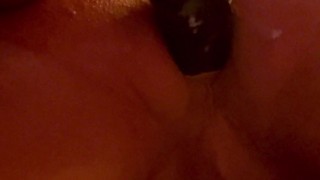 Big black dildo tore that ass up