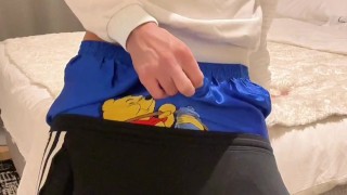 Sagging and wank in Adidas Tracksuit and satin Boxer