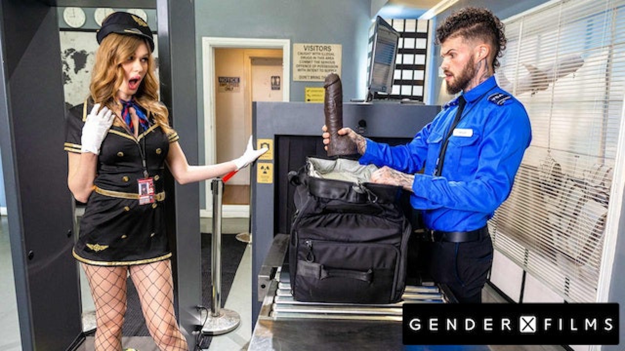 Lonely Trans Flight Attendant Drilled By Tatted Guard - Crystal Thayer -  GenderXFilms