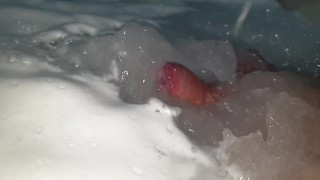 Uncut cock splashing around in the bath tub (Slow-motion)