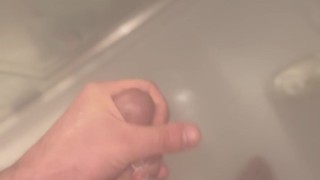 Big white cock explodes in the shower