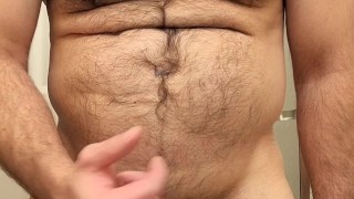 HAIRY MUSCLE BEAR STROKING COCK BEFORE SHOWER